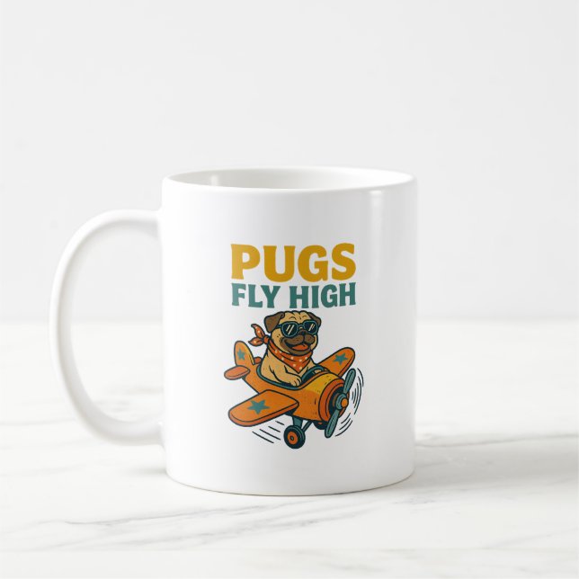 Mug Les pug volent haut (Gauche)