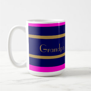 Mug Les rayures élégantes de marine et d'or, ajouten