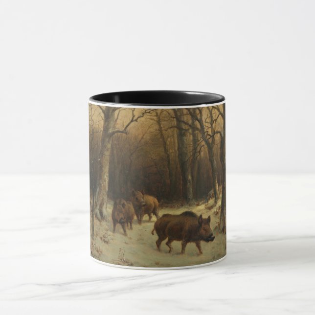 Mug Les sangliers dans la neige (par Rosa Bonheur) (Centre)
