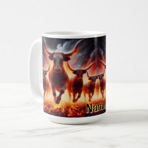 Mug Les taureaux qui passent à travers un paysage enfl