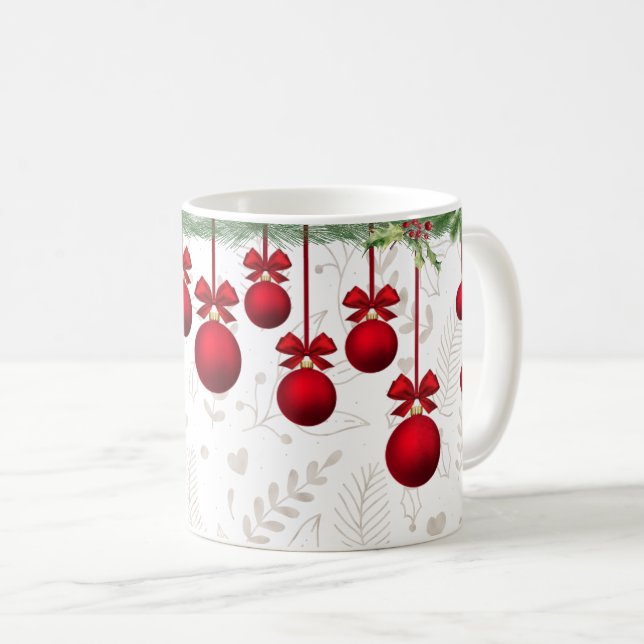 Mug Les verts de Noël et les ornements (Devant droit)