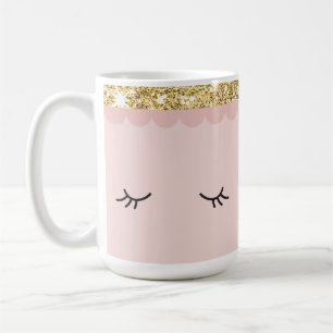 Mug LES YEUX DORÉS fermés les cils ouverts dorés rose 