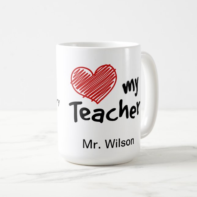 Mug L'esprit de l'école Aimer mon enseignant (Devant droit)