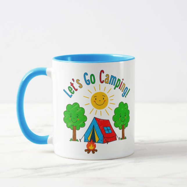 Mug Let’s Go Camping Kids Drawing Design (Gauche)