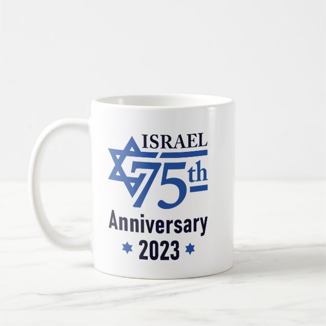 Mug L'étoile de David du 75e anniversaire d'Israël (Gauche)