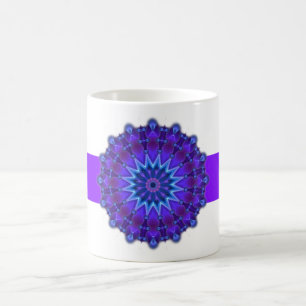 Mug L'étoile Mandala en bleu bande violette