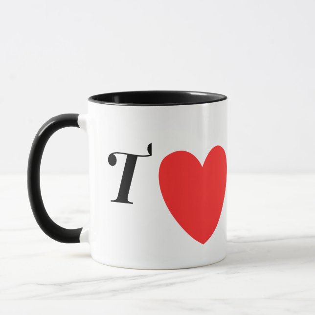 Mug Letter T Heart - Valentine Initial Love Design (Gauche)