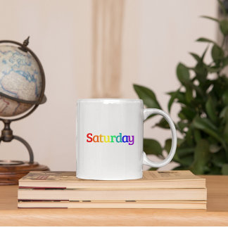 Mug Lettering Design ‘Saturday’ in Rainbow Colors