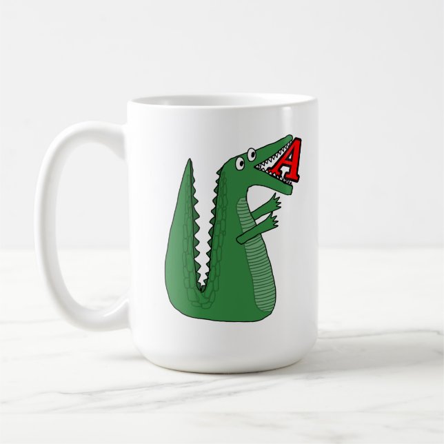 Mug Lettre A Alligator Bodysuit Bébé. Alpe d'animal mi (Gauche)