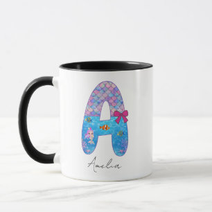 Mug Lettre A de l'alphabet personnalisé de sirène