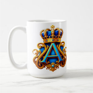 Mug Lettre A dorée ornée avec cadre et couronne