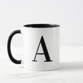 Mug Lettre A personnalisée moderne monogramme noir per
