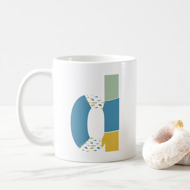 Mug Lettre Abstraite moderne D Monogramme Initiale (Avec donut)