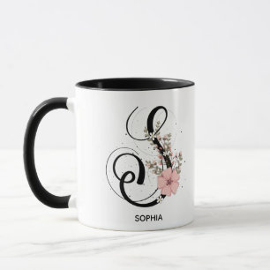 Mug Lettre alphabet S Floral Monogramme Flower
