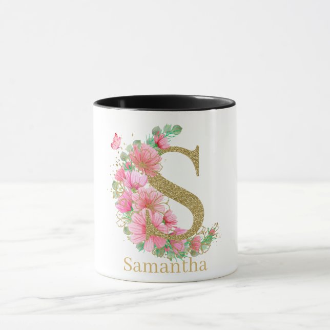 Mug LETTRE AQUACOLE OR ET MONOGRAPHIQUE Floral S (Centre)