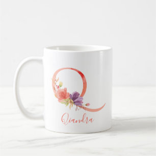 Mug LETTRE Aquarelle Pretty Rose "Q"