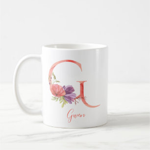 Mug Lettre assez rose "G " d'aquarelle