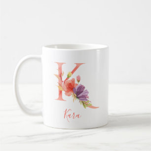 Mug Lettre assez rose "K " d'aquarelle