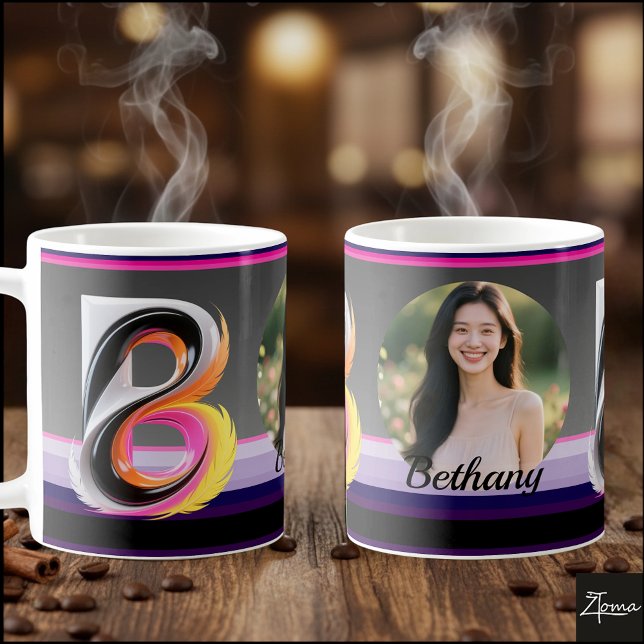 Mug Lettre B fluide néon abstraite plume (This is a sample design. There are several models to choose from, with the name and color changed.
)
