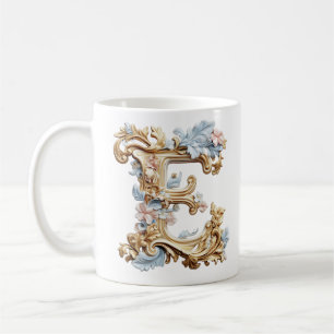 Mug Lettre Baroque 'E' pour une Princesse du Café