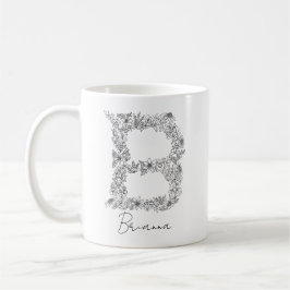 Mug LETTRE BLANCHE ET NOIRE Florale B