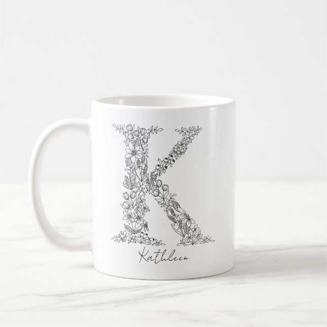 Mug LETTRE BLANCHE MOYENNE MORALE BOtanique NOIR K (Gauche)