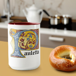 MUG LETTRE BLEUE ET ROUGE MOYENNE ALLÉE P