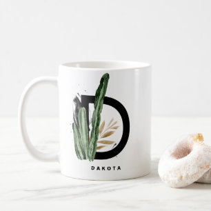 Mug Lettre Boho D Monogramme   Monogramme de cactus tr