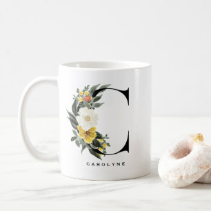 Mug LETTRE BOtanique ANÉMONE AQUATIQUE C MONogramme