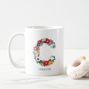Mug Lettre C   LETTRE FLEURIE Whimsical Monogramme I M