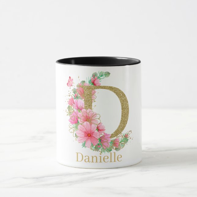 Mug LETTRE D AQUACOLE OR ET MONOGRAPHIQUE Floral (Centre)