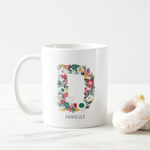 Mug Lettre D   LETTRE FLEURIE Whimsical Monogramme I M