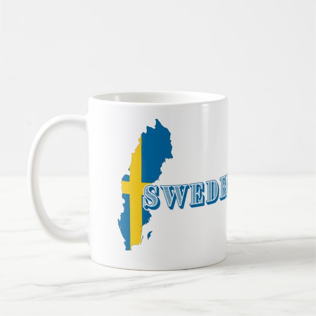 Mug LETTRE D'ART suédois moderne Carte Drapeau Souveni (Gauche)