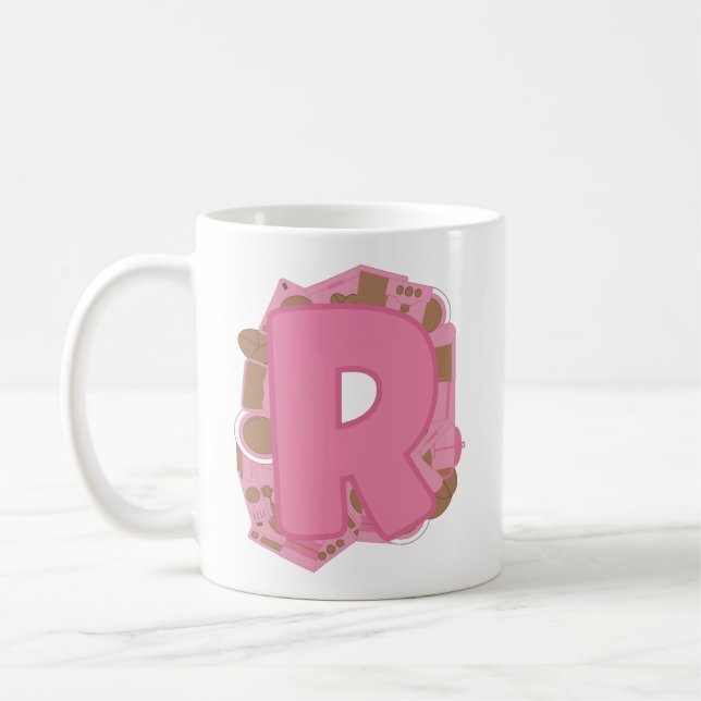 Mug Lettre de café R : Monogramme initial  (Gauche)