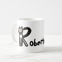 Mug - Lettre de chat R avec nom