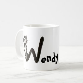 Mug - Lettre de chat W avec nom