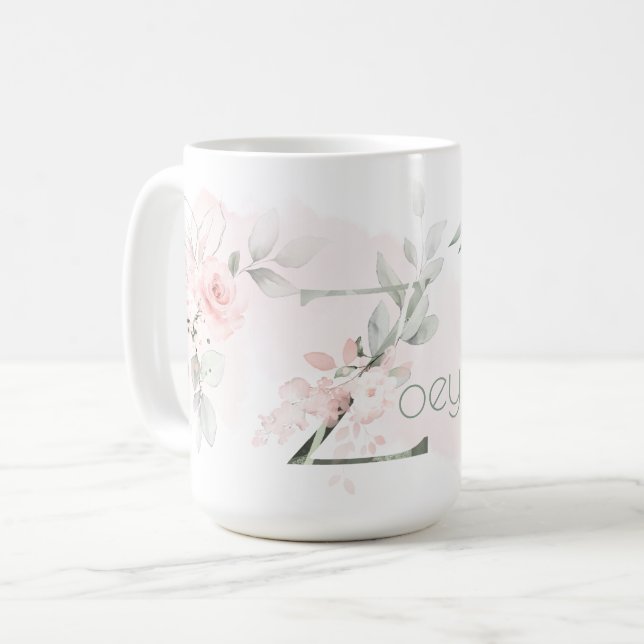 Mug LETTRE DE MONOGRAPHIE DE Rose Rose BLANCHE Z DÉFIN (Devant gauche)