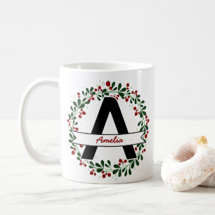 Mug Lettre de Noël personnalisée Nom initial personnal