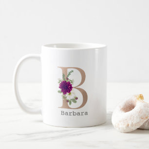 Mug Lettre de nom personnalisé Floral Alphabet "B"