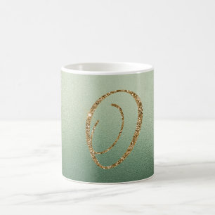 Mug Lettre de Parties scintillant d'or vert olive O (c