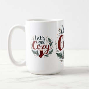 Mug Lettre de pin de fête de baies de Noël cosy