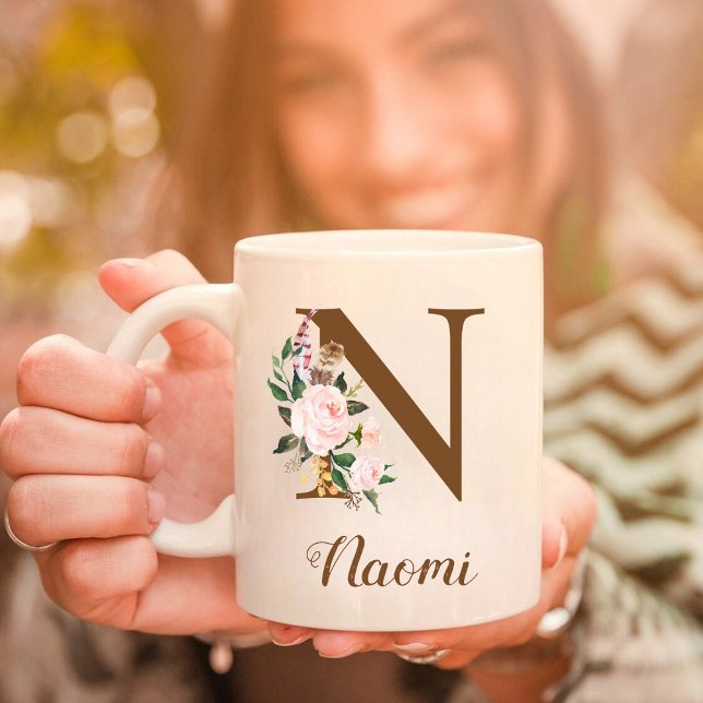 Mug LETTRE D'ENFANT Florale Personnalisée N Cadeau (Créateur téléchargé)