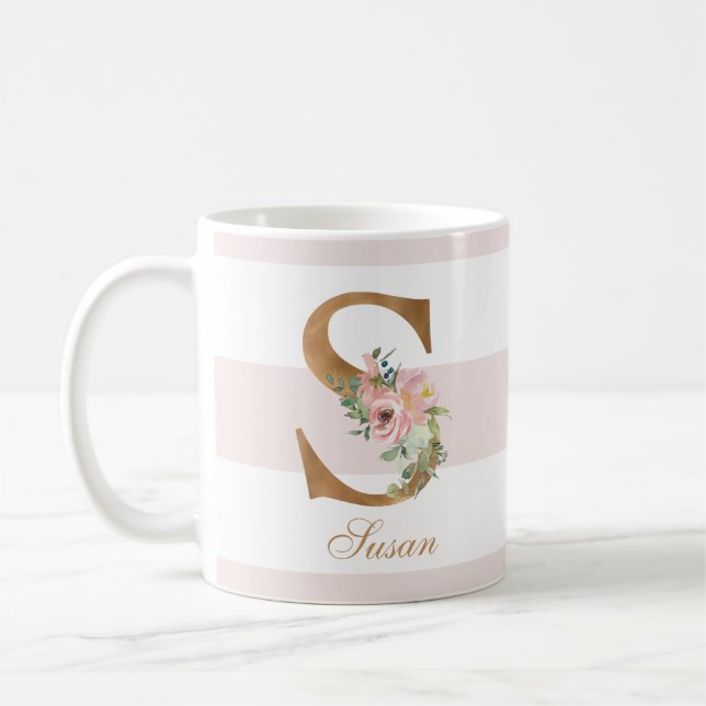 Mug LETTRE D'HUILE D'OR Floral BLANC S MONO (Gauche)