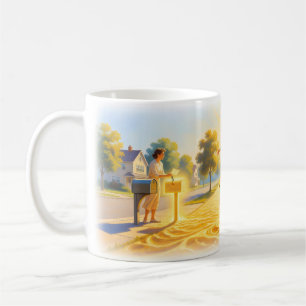 Mug Lettre d'or de femme Joie Tournesol Rue Poster