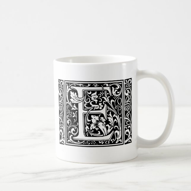 Mug Lettre E Monogramme médiéval Art Nouveau (Droite)