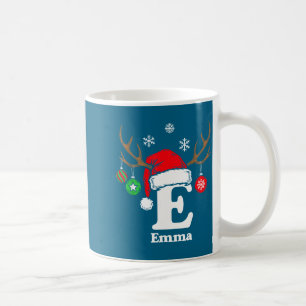 Mug Lettre E Nom Initial Emma Avec Chapeau De Père Noë