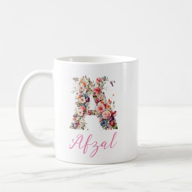 Mug Lettre florale art numérique /Monogramme (Gauche)