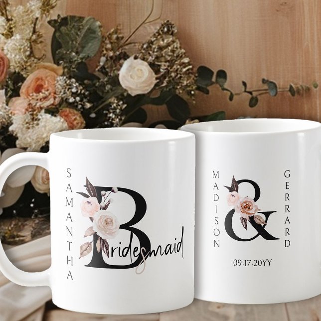 Mug LETTRE Florale BOHO MAÎTRISE (Bridal party gift to personalize for your Bridesmaid)