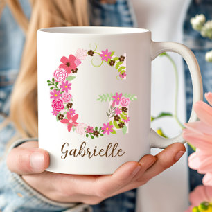 Mug LETTRE Florale MONGRAPHIQUE PERSONNALISÉE G