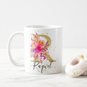 Mug LETTRE FLORALE PLEINE CHAUDE R MONogramme